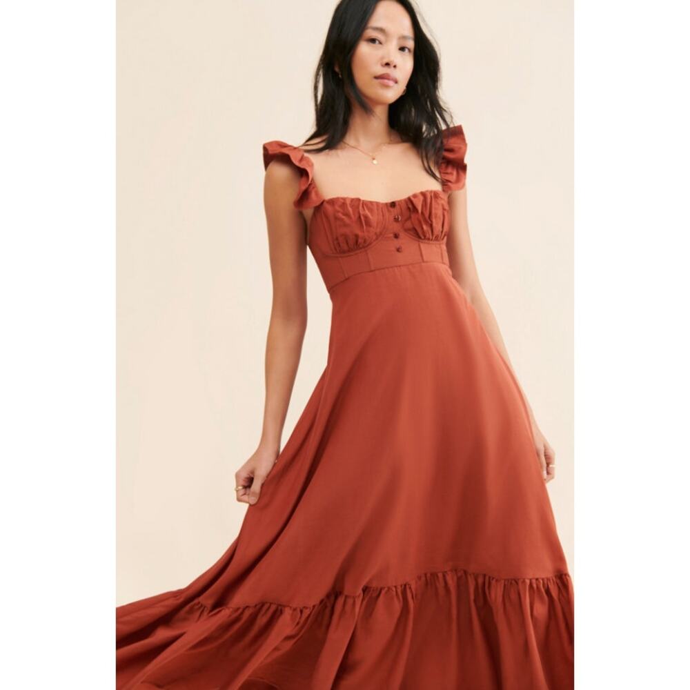 Farm Rio Sleeveless Maxi Dress Cinnamon Bark Size Small - Picture 2 of 9